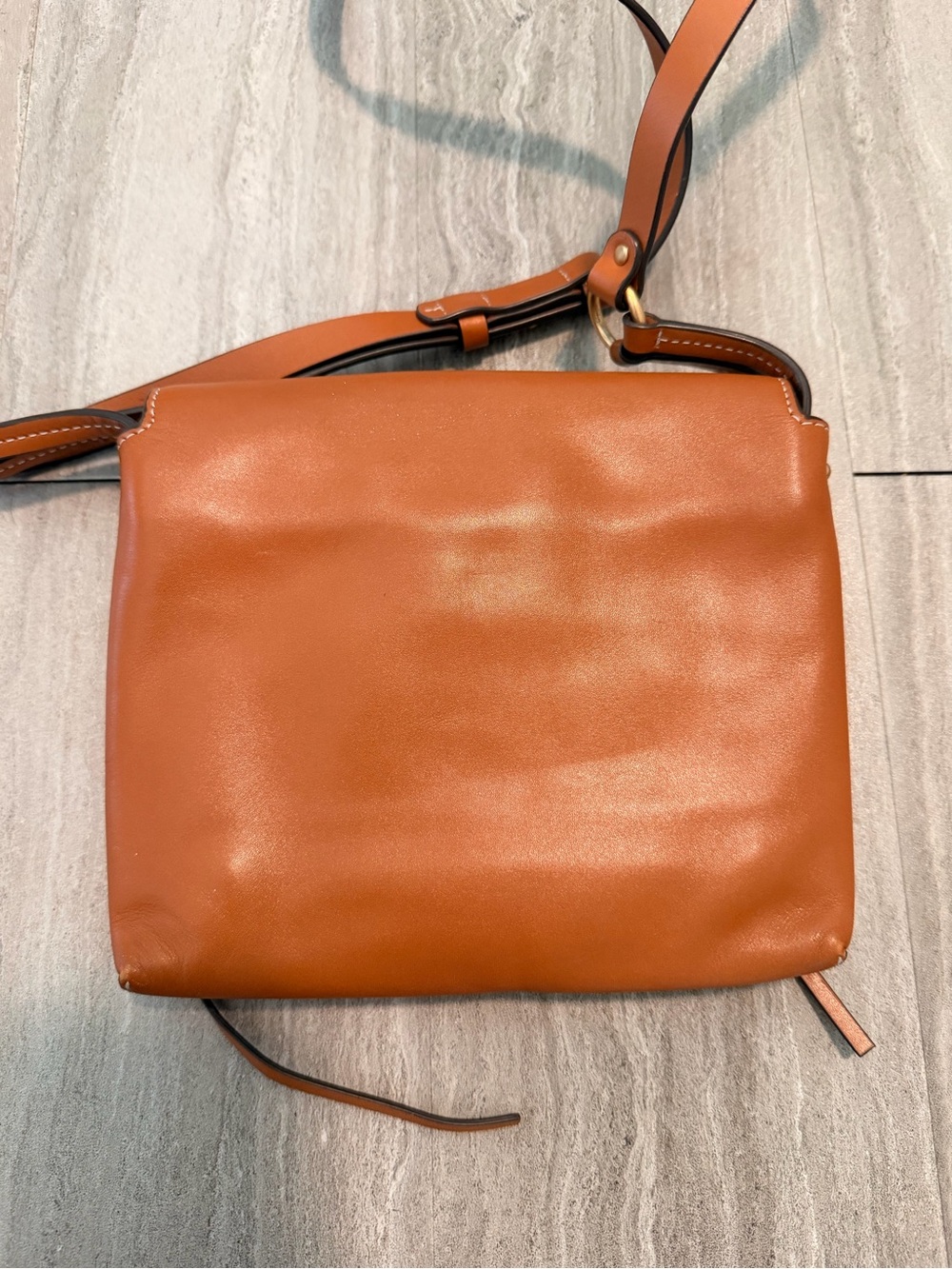 Tory Burch Miller Leather Crossbody in Cognac Brown with Logo Medallion - Picture 5 of 7